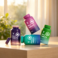 Bouteilles de pilules en plastique PET PCR HDPE de qualité alimentaire 200 250 300 500 1000 ml, flacon de luxe pour capsules et compléments alimentaires avec emballage en boîte