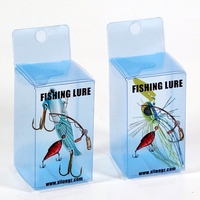Boîte d'emballage de leurres de poisson en plastique PET personnalisé Boîte pliante transparente pour appâts de pêche en PVC Boîte transparente avec cintre