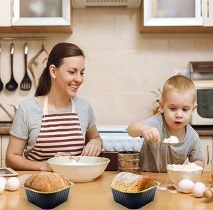 Tasses carrées de cuisson de papier d'aluminium de RE3G 5oz avec des couvercles, boîtes en aluminium jetables, tasses de cuisson carrées de Cupcake tasse de cuisson de papier d'aluminium - Product Image 6