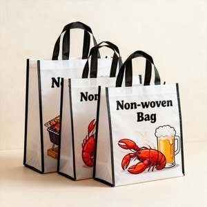 Sac non tissé imprimé Burger Frites pour livraison rapide de restauration rapide, promotions, branding des restaurants, design accrocheur - Product Image 2