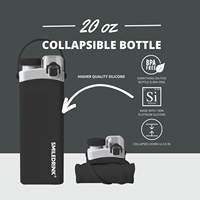 Bouteille d'eau de sport pliable et réutilisable sans BPA de 20 oz, bouteille d'eau de sport pliable en silicone pour la salle de sport, le camping