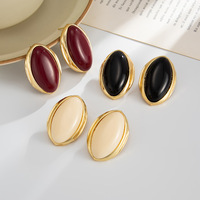 Boucles d'oreilles clous géométriques ovales en résine lisse pour femmes, bijoux fantaisie classiques pour soirées, boucles d'oreilles massives pour femmes, cadeaux