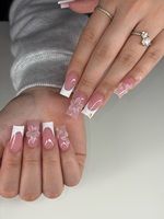 Ongles carrés press-on faits main en forme de tournesol 3D, finition brillante, en acrylique