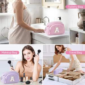 Bolsas de Maquillaje Iniciales para Mujeres y Adolescentes, Linda Bolsa de Maquillaje Rosa, Bolsa de Cosméticos Personalizada, Regalos Personalizados - Product Image 6