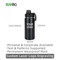 Bouteille d'eau sport isotherme en acier inoxydable 304, écologique, durable, anti-fuite, avec logo gravé au laser personnalisé