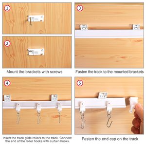 Rail de rideau incurvé flexible en forme de U, 1/2/3/5/8 mètres, avec <span class=keywords><strong>anneaux</strong></span> et supports muraux pour <span class=keywords><strong>rideaux</strong></span> de fenêtre - Product Image 3