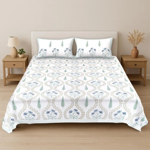 <b>Top</b> Selling Hand Block Print Bedsheet 100% Cotton Floral Jaipur Boho Indian Bedding Set with Pillow Covers - Product Image 1