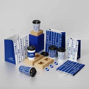 Sacs en papier kraft brun biodégradables personnalisés, gaufrés et laminés avec votre logo pour café, thé, bière, vin, jus à emporter - Product Image 3