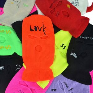 Pasamontañas de punto con diseño personalizado y logotipo bordado, de <span class=keywords><strong>3</strong></span> orificios, para motocicleta, esquí y uso general, tipo gorro. - Product Image 1