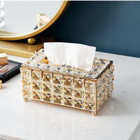 Boîte à mouchoirs de luxe en verre cristal pour bureau, carrée, couleur personnalisable, accessoires multi-usages pour la maison, le bureau et l'hôtel