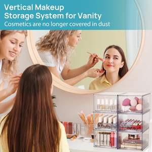 Petits tiroirs <span class=keywords><strong>en</strong></span> acrylique transparents empilables et légers, organiseurs de maquillage pour salle de bain, bacs de rangement, présentoirs de cosmétiques pour coiffeuse - Product Image 5