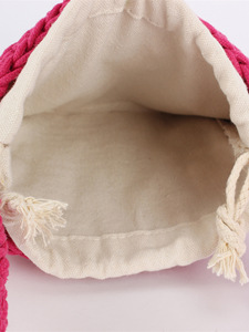 Women's Casual Shoulder Cotton Rope Woven <b>Bag</b> Small Square Solid Color <b>String</b> Closure Tanjing - Product Image 3