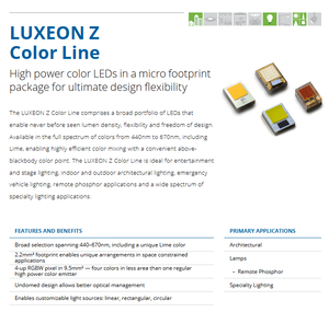 Chip LED de un Solo Color Azul Real y Verde de Alta Potencia LUXEON Z de Lumileds LXZ1-PR01 LXZ1-PM01, 520 Lm/W - Product Image 2