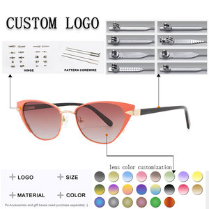 Gafas de sol tipo ojo de gato para mujer, montura roja, lentes degradadas, 100% protección UV, protección solar para adultos - Product Image 2