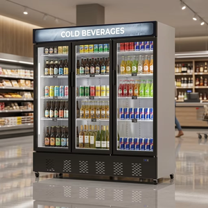 Réfrigérateur vertical commercial grande capacité à 3 portes pour la présentation de bières, avec compresseur inférieur et réfrigération par tubes en cuivre, pour supermarché - Product Image 5
