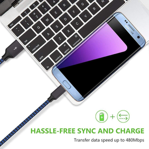Câble micro USB, câble de <span class=keywords><strong>chargeur</strong></span> Android <span class=keywords><strong>Long</strong></span> cordon de synchronisation tressé en nylon et de charge rapide compatible avec <span class=keywords><strong>Samsung</strong></span> Galaxy S7 S6 Edge - Product Image 4