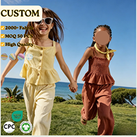 Ensemble de vêtements pour enfants en bas âge unisexe personnalisé pour l'été, décontracté, respirant, 100% coton, 2 pièces, haut sans manches et pantalon