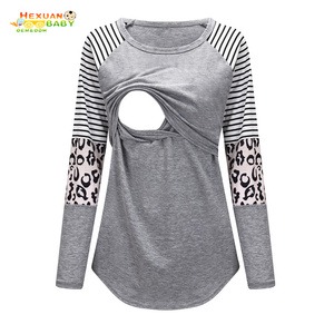 <span class=keywords><strong>T</strong></span>-<span class=keywords><strong>shirt</strong></span> décontracté à rayures pour femmes, vêtement confortable et doux <span class=keywords><strong>de</strong></span> haute qualité, pour allaiter son bébé, vente en gros, - Product Image 5