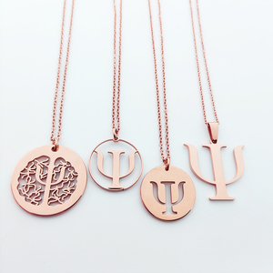 Collier psychologie 316L en acier inoxydable, bijou symbole Psi psychique, cadeau délicat pour psychologue, bijoux en acier - Product Image 4