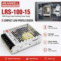 Alimentation à découpage MEANWELL LRS-100-15 105W 15VDC, boîtier métallique compact pour équipement de contrôle d'automatisation industrielle
