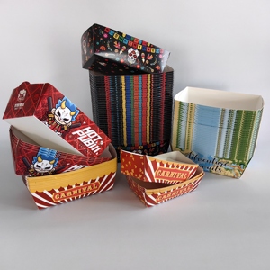 Boîte en papier kraft jetable Emballage en forme de bateau pour brochettes frites Collations de poulet Remise gratuite pour frites de poulet - Product Image 1