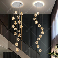 Lustre de luxe en cristal pour long escalier, luminaire suspendu moderne pour villa, escalier, maison de luxe, duplex