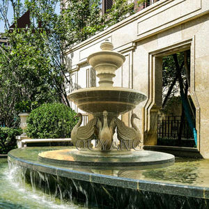 QUYANG grande decorazione <span class=keywords><strong>Villa</strong></span> all'aperto di lusso in pietra animale fontana di acqua in marmo bianco leone fontana - Product Image 6