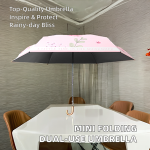 Mini parapluie portable avec un design à cinq plis Style minimaliste Adultes à double usage Jours de pluie ensoleillés - Product Image 6