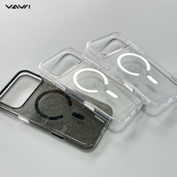 VAWI B470 Coque de téléphone magnétique transparente rigide à paillettes tendance pour iPhone 17 18 Pro Max