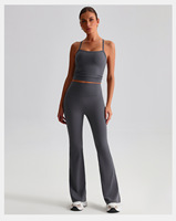 Ensemble de shorts de sport taille haute très élastiques et solides, dos nu, avec effet push-up, pour yoga, 2 pièces, tenue de sport athlétique pour femme