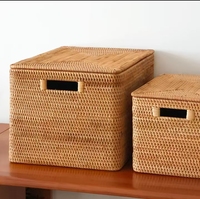 Vente en gros de paniers de rangement en rotin naturel faits à la main au Vietnam, boîtes de rangement pour la décoration de la maison, paniers à linge