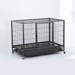 सभी आकार भारी शुल्क धातु कुत्ते क्रट लक्जरी छोटे पालतू पिंजरे दो दरवाजे टिकाऊ तार हटाने योग्य पहियों स्टील प्लास्टिक वाहक पशु - Product Image 1