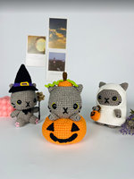 Nouvelles poupées amigurumi au crochet faites à la main, personnalisées, en gros, sur le thème de chat fantôme d'Halloween, pour le soutien émotionnel, et ornements