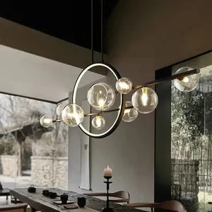 10-Licht Moderne Keuken Geblazen Glazen Kroonluchter Hanglamp Keukeneiland Met Glazen Bolschaduw