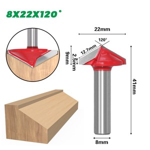 Juego de 9 fresas en V de 8 mm para grabado 3D en madera, con ángulos de 60, 90, 120 y 150 grados - Product Image 3