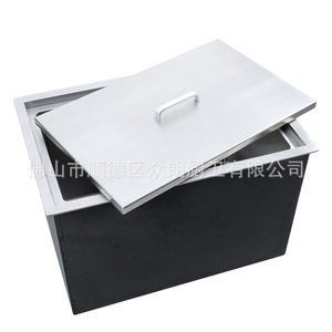 Stainless Steel Ice <b>Bucket</b> Rectangle Insulated <b>Lid</b> Commercial Beverage Storage Minimalist Design Brushed Surface - Product Image 3