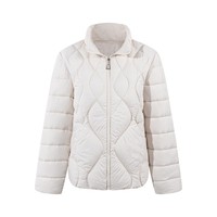 Veste matelassée élégante pour trajets quotidiens, col montant zippé avec poches, manteau court tendance pour femme