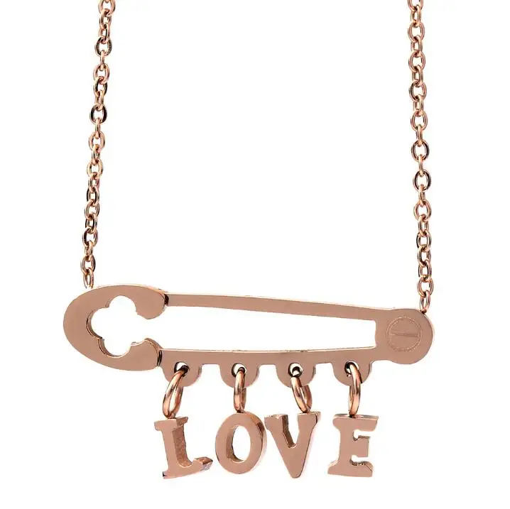 Simple Gender Needle Pendant Love Rose Gold Clavicle Chain Titanium Steel Necklace