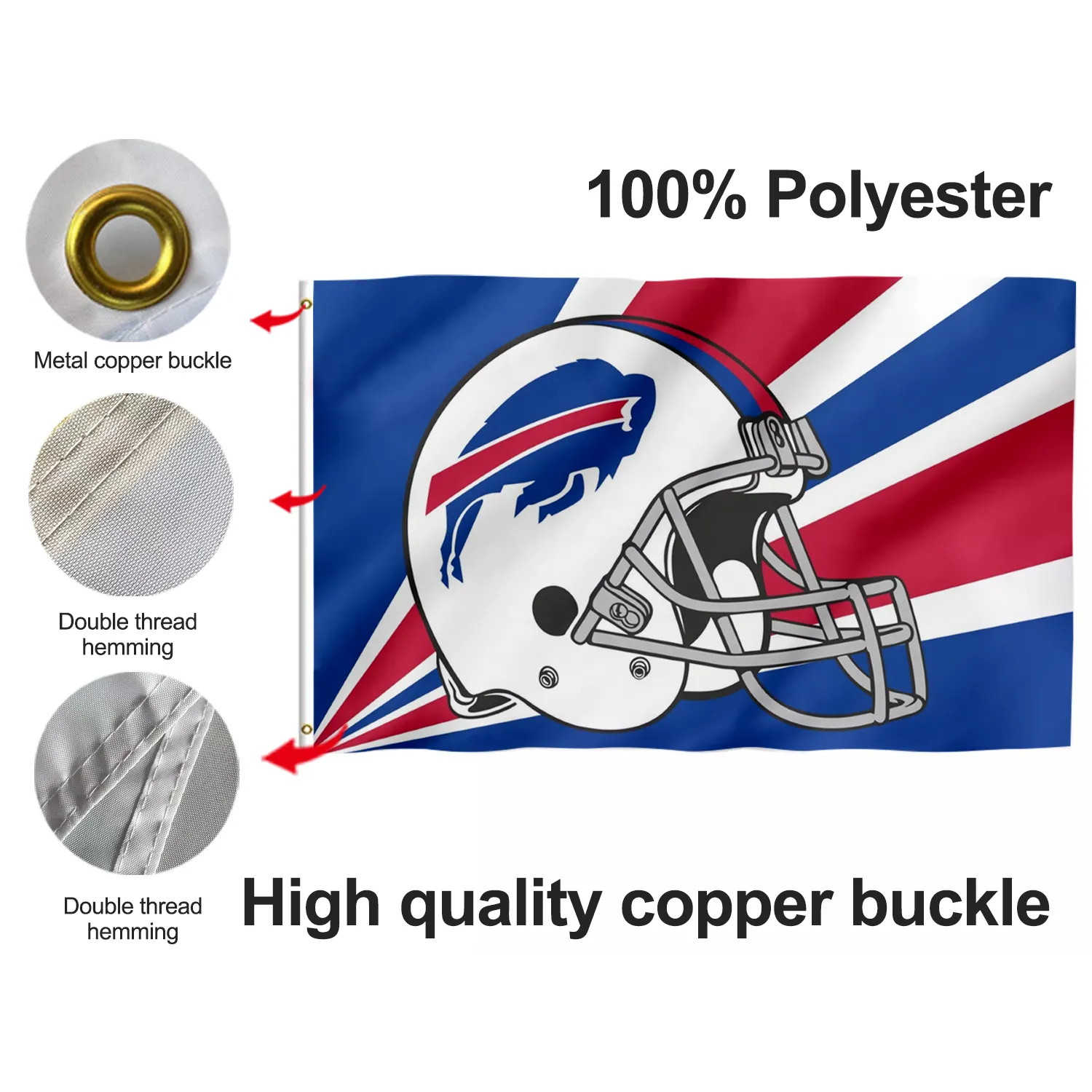 NFL prodotto promozionale Buffalo Bills Flag 3x5 ft 100% poliestere Custom Buffalo Bills Flag