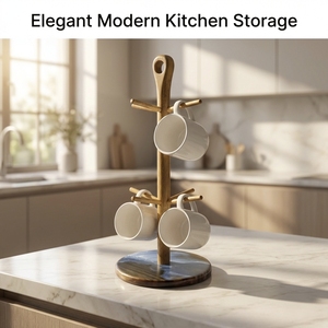 Soporte para Tazas de Café con Base Más Gruesa, Estante de Madera para Tazas, Soporte para Tazas de Café para Mostrador, Soporte para Tazas de Café con 8 Ganchos - Product Image 2