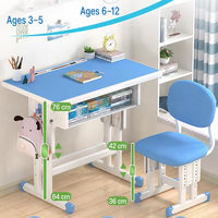 Ensemble de bureau pour enfants avec surface imitation bois, pieds à double barre et crochet latéral pour l'école et la maison