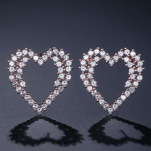 RAKOL EP2076 Hollow Heart Stud Shiny Zircon Party Pendientes Regalo Aniversario Pendientes para mujeres y niñas - Product Image 1