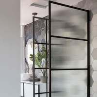 Salle de douche Verre cannelé Cadre en aluminium Boîte de douche Hot Selling Good Design Porte de douche