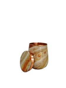 350ml Handcrafted Pure <b>Copper</b> Water Glass with Lid Marble Enamel Print Ayurvedic Wellness Tumbler Seamless Joint-Free <b>Copper</b> <b>Cup</b> - Product Image 5