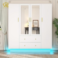 Armoire de chambre à coucher en bois au design moderne, très vendue, haut de gamme, sur mesure, vente en gros, luxe, éco-responsable, avec éclairage LED