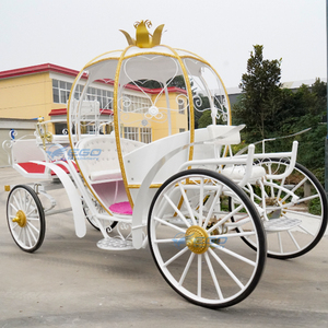 Chariot de mariage style citrouille à prix abordable, chariot de mariée blanc avec roues à vendre - Product Image 3