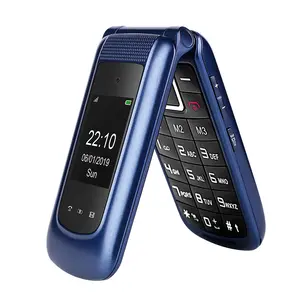 Facile à utiliser de bonne qualité Senior personnes âgées Flip téléphone portable grand bouton Senior Chine BLEU LCD 1080P 2.4 pouces Tecno téléphone portable GSM