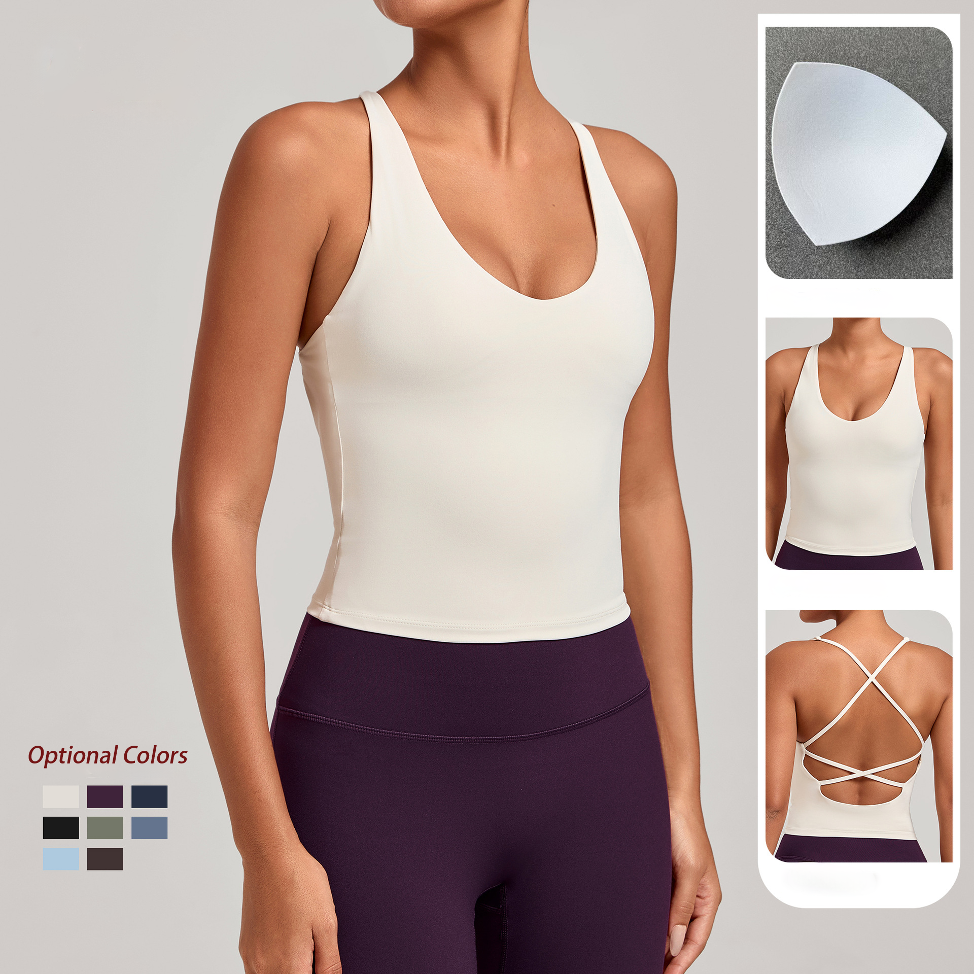 Custom Logo Wholesale Cross Strap Yoga Vest Fitness Wear Outerwear Versatile Running Backless Sports Top