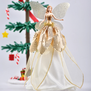 Decorazione natalizia resina blu e oro angelo piumato albero Top stella farfalla <span class=keywords><strong>fata</strong></span> - Product Image 3