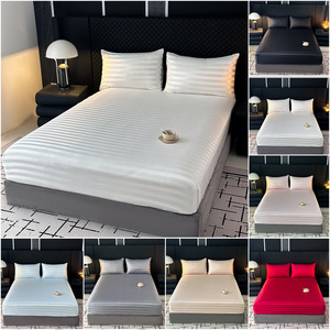 Ensemble de draps modernes minimalistes 3 pièces - Rayures satinées imitation soie polyester terylène - Taies d'oreiller de style europé<span class=keywords><strong>en</strong></span>/américain - Product Image 4